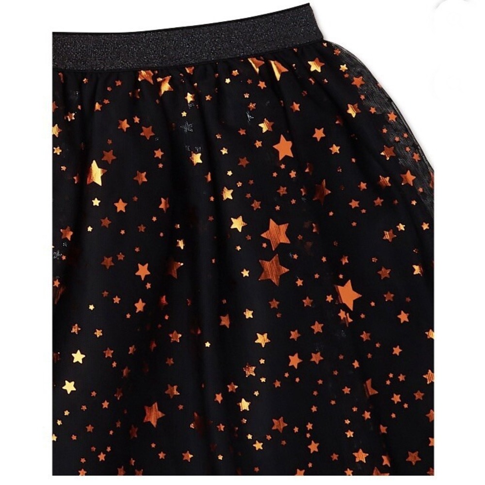 Way To Celebrate Halloween Girls Foil Mesh Skirt Medium 7-8 New with Tags Stars